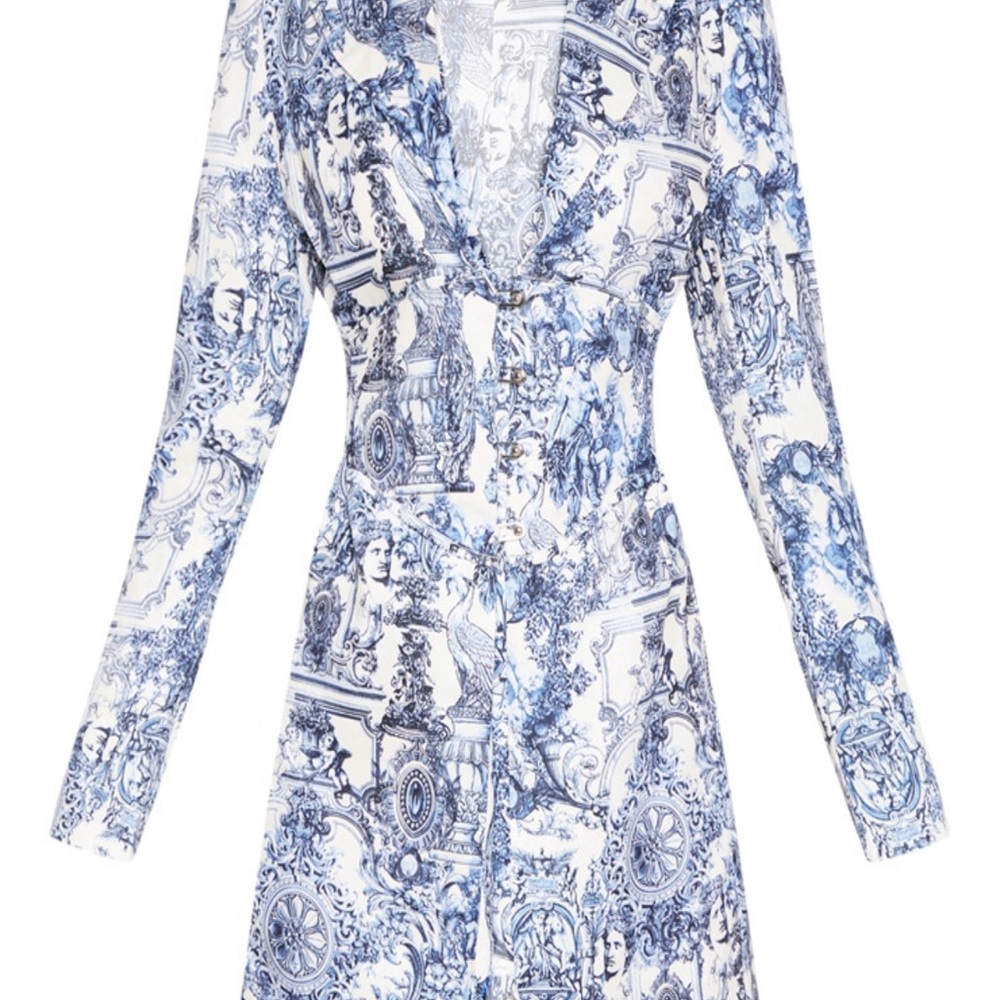 Multi Renaissance Porcelain Pin Detail Corset Blazer
Dress